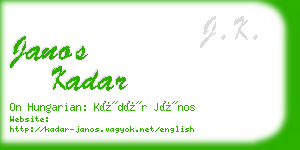 janos kadar business card